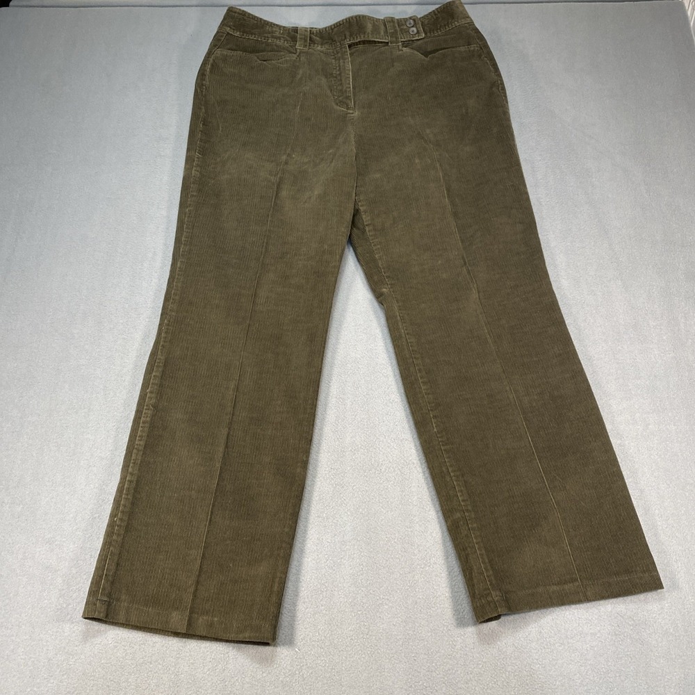 Talbots Women's 14 Corduroy Pants Green Boot Cut Stretch Mid Rise Casual Preppy